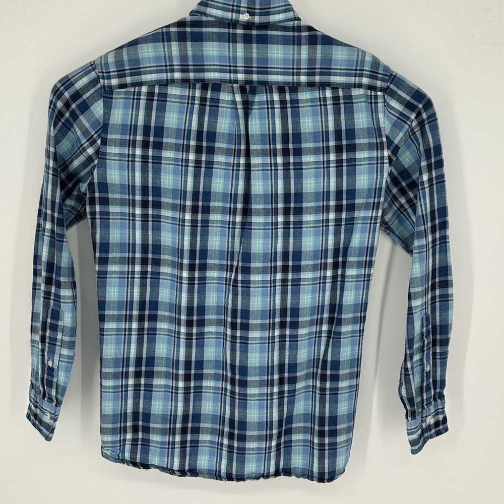 Brooks Brothers Red Fleece Mens Sz S Blue Plaid Linen Blend Long Sleeve Shirt X9 - Picture 3 of 5